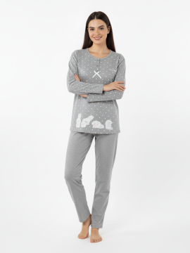 ΓΥΝΑΙΚΕΙΑ ΒΑΜΒΑΚΕΡΗ ΠΥΤΖΑΜΑ ΜΕ ΛΑΓΟΥΔΑΚΙΑ - ΓΚΡΙ