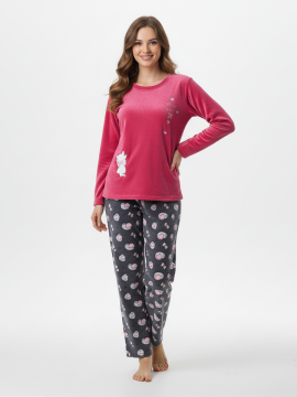 ΓΥΝΑΙΚΕΙΑ ΒΑΜΒΑΚΕΡΗ ΦΛΙΣ ΠΥΤΖΑΜΑ ΜΕ ΓΑΤΟΥΛΑ - ΦΟΥΞΙΑ