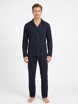 ΕΛΛΗΝΙΚΗ ΑΝΔΡΙΚΗ ΧΕΙΜΕΡΙΝΗ ΠΥΤΖΑΜΑ ΜΕ ΚΟΥΜΠΙΑ - ΜΠΛΕ ΣΚΟΥΡΟ