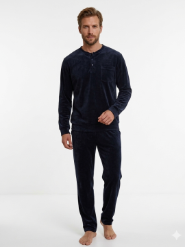 ΕΛΛΗΝΙΚΗ ΑΝΔΡΙΚΗ ΒΕΛΟΥΤΕ ΧΕΙΜΕΡΙΝΗ ΠΥΤΖΑΜΑ - ΜΠΛΕ ΣΚΟΥΡΟ