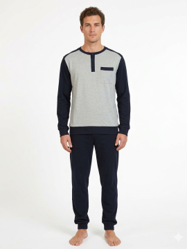 ΕΛΛΗΝΙΚΗ ΑΝΔΡΙΚΗ ΧΕΙΜΕΡΙΝΗ ΠΥΤΖΑΜΑ ΜΕ ΛΑΣΤΙΧΟ - ΜΠΛΕ ΣΚΟΥΡΟ