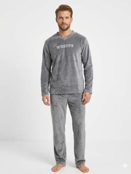 ΕΛΛΗΝΙΚΗ ΑΝΔΡΙΚΗ ΦΛΙΣ ΧΕΙΜΕΡΙΝΗ ΠΥΤΖΑΜΑ - ΓΚΡΙ