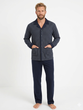 ΕΛΛΗΝΙΚΗ ΑΝΔΡΙΚΗ ΧΕΙΜΕΡΙΝΗ ΠΥΤΖΑΜΑ ΜΕ ΚΟΥΜΠΙΑ - ΚΑΡΟ ΜΠΛΕ ΣΚΟΥΡΟ