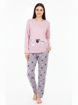 ΓΥΝΑΙΚΕΙΑ ΒΑΜΒΑΚΕΡΗ ΠΥΤΖΑΜΑ ΜΕ ΣΚΥΛΑΚΙΑ - ΡΟΖ