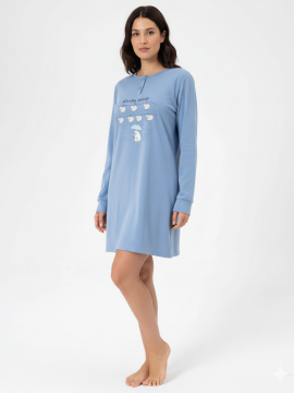 ΒΑΜΒΑΚΕΡΟ ΝΥΧΤΙΚΟ ΜΕ ΣΧΕΔΙΟ ΠΡΟΒΑΤΑΚΙΑ - ΓΑΛΑΖΙΟ