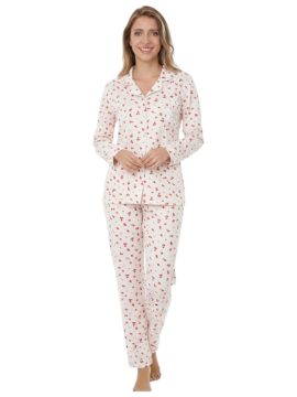 ΓΥΝΑΙΚΕΙΑ ΒΑΜΒΑΚΕΡΗ ΠΥΤΖΑΜΑ ΜΕ ΚΟΥΜΠΙΑ - ΚΑΡΔΟΥΛΕΣ ΛΕΥΚΟ