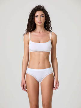 JADEA ΒΑΜΒΑΚΕΡΟ BIKINI ΜΕ ΔΑΝΤΕΛΑ - ΛΕΥΚΟ