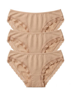 Namaldi 282 Γυναικεια εσωρουχα bikini με δαντελα βαμβακερα Μπεζ 3 τεμαχια