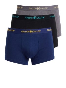 GALLOP 3 Pack BOXER ΒΑΜΒΑΚΕΡΟ ΕΣΩΡΟΥΧΟ - ΜΑΥΡΟ/ΓΚΡΙ/ΡΟΥΑ