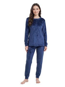 ΓΥΝΑΙΚΕΙΑ FLEECE ΠΥΤΖΑΜΑ ΜΕ ΑΝΑΓΛΥΦΑ ΣΧΕΔΙΑ ΦΙΟΓΚΑΚΙΑ - ΜΠΛΕ