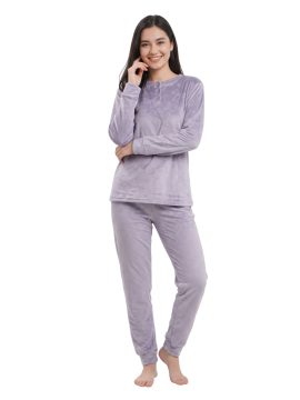 ΓΥΝΑΙΚΕΙΑ FLEECE ΠΥΤΖΑΜΑ ΜΕ ΑΝΑΓΛΥΦΑ ΣΧΕΔΙΑ ΦΙΟΓΚΑΚΙΑ - ΓΚΡΙ