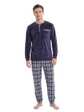 ΣΕΤ ΑΝΔΡΙΚΗ ΧΕΙΜΕΡΙΝΗ FLEECE ΠΥΤΖΑΜΑ ΛΕΠΤΗ - ΜΠΛΕ/ΣΙΕΛ